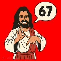Jesus Says 67 Funny 6-7 Meme Santa Hat thumb 1