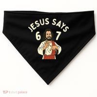 Jesus Says 6-7 Meme USA-Made Doggie Bandana thumb 0