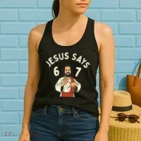 Jesus Says 6-7 Meme Women's Tank Top thumb 2