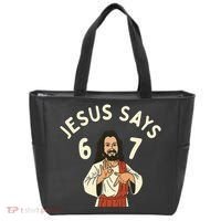 Jesus Says 6-7 Meme Tote Bag thumb 0