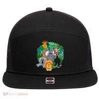 Jungle Safari Animals 7 Panel Mesh Trucker Snapback Hat thumb 0