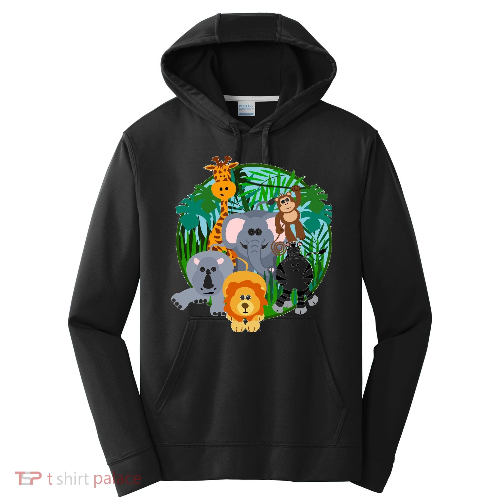 Jungle Safari Animals Performance Fleece Hoodie