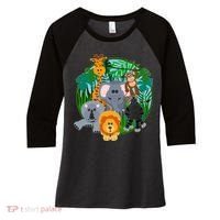 Jungle Safari Animals Women's Tri-Blend 3/4-Sleeve Raglan Shirt thumb 0