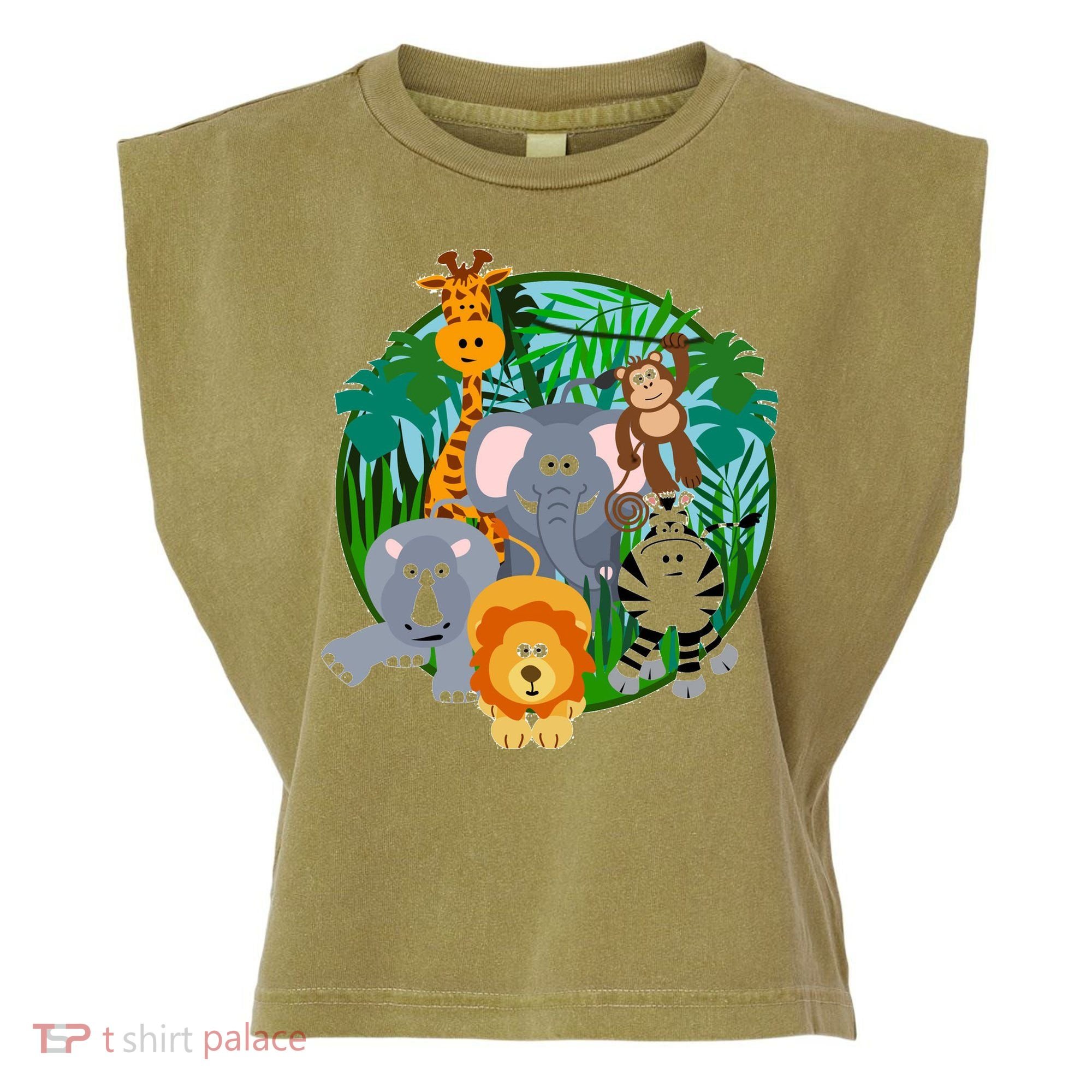 Jungle Safari Animals Garment-Dyed Women's Muscle Tee