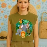 Jungle Safari Animals Garment-Dyed Women's Muscle Tee thumb 4