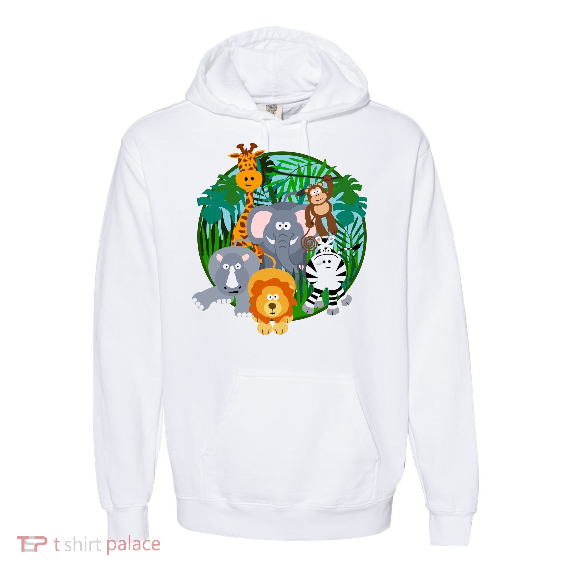 Jungle Safari Animals Comfort Colors Garment-Dyed Hooded Sweatshirt