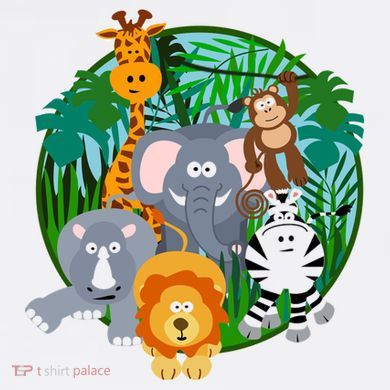 Jungle Safari Animals Cropped Pullover Crew