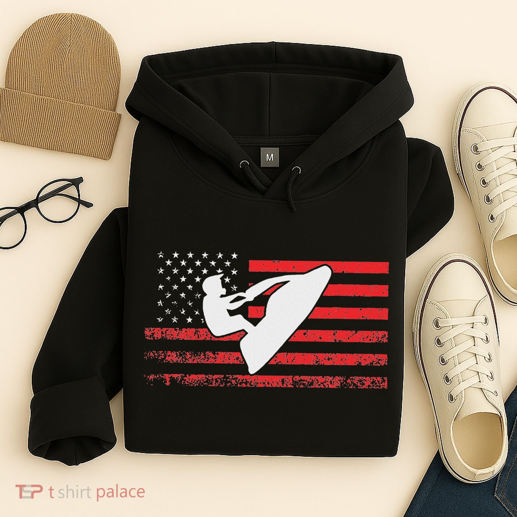 Jet Ski American Flag Funny Jet Skiing Gifts Hoodie