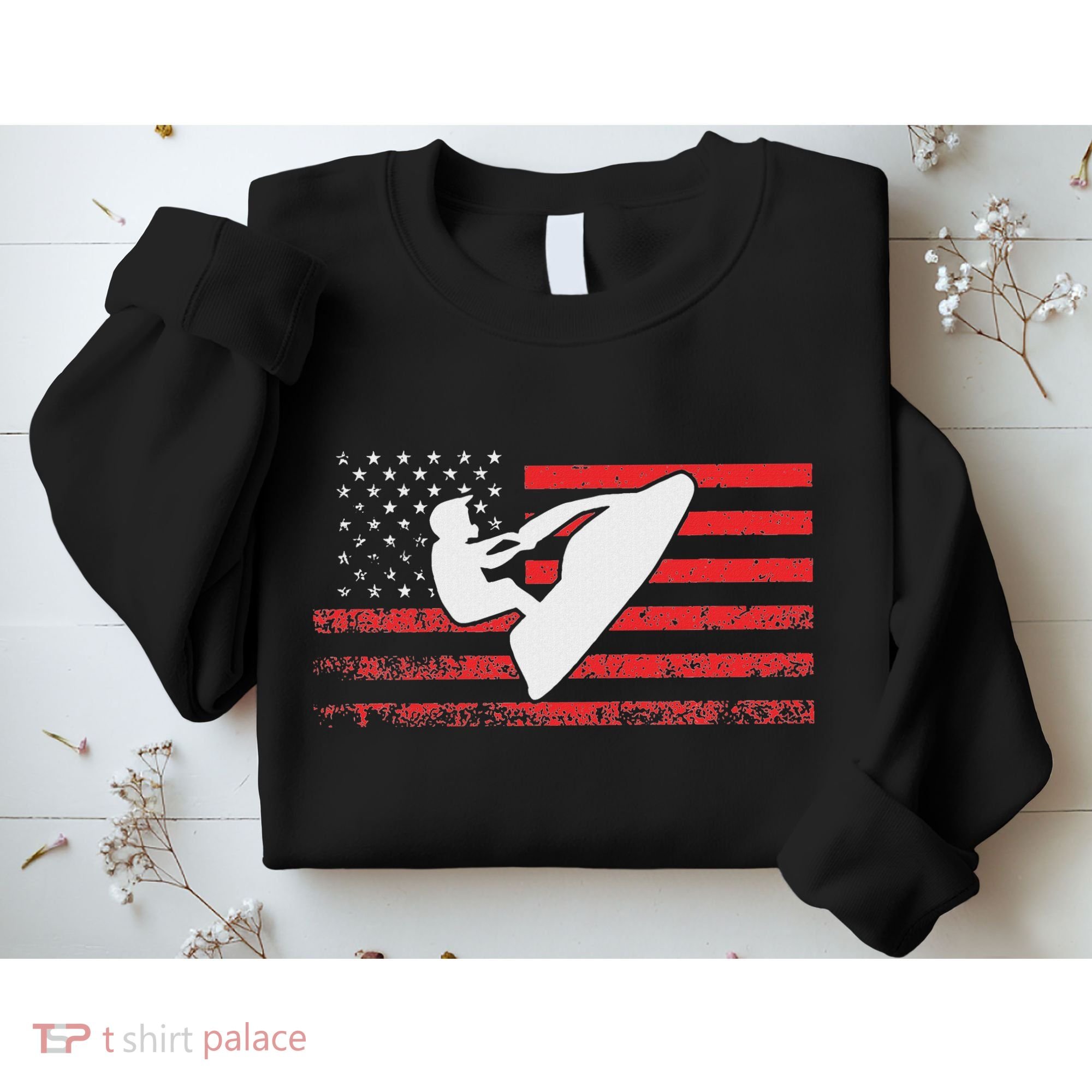 Jet Ski American Flag Funny Jet Skiing Gifts Sweatshirt