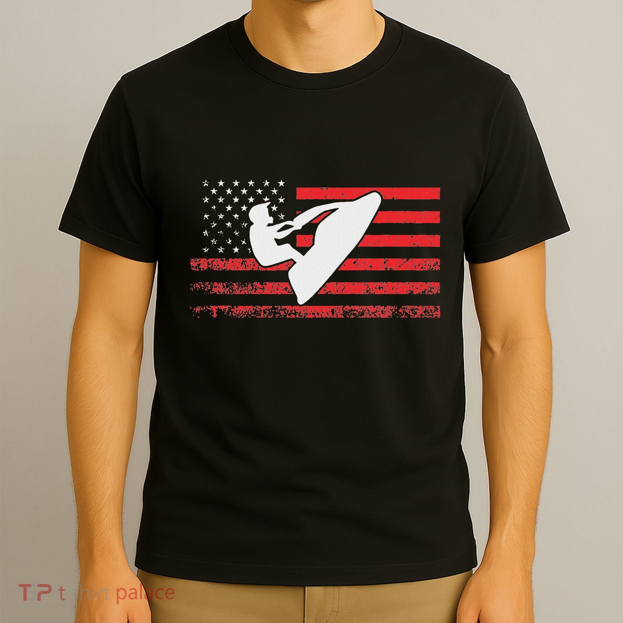 Jet Ski American Flag Funny Jet Skiing Gifts T-Shirt