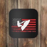 Jet Ski American Flag Funny Jet Skiing Gifts Coaster thumb 0