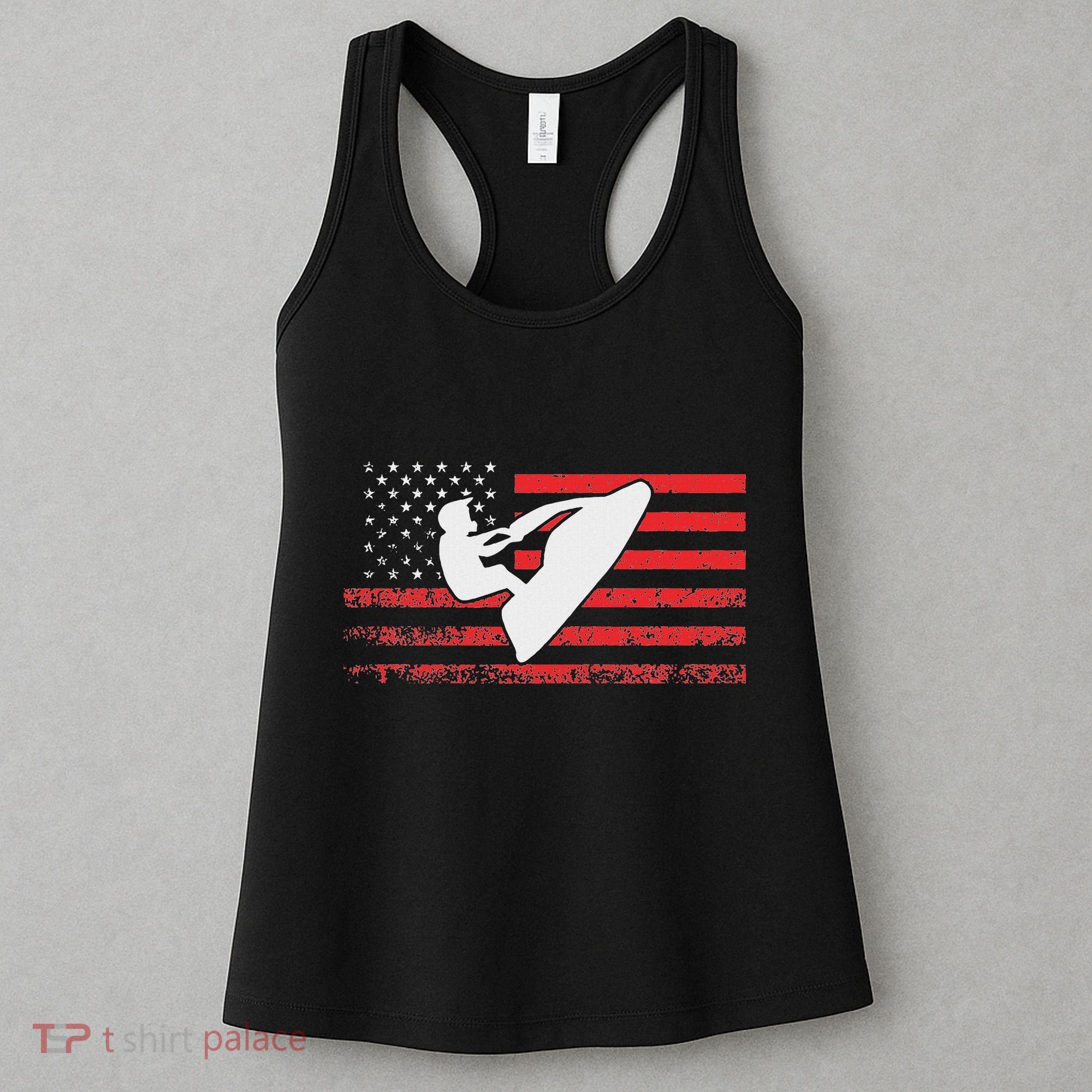 Jet Ski American Flag Funny Jet Skiing Gifts Women's Tank Top