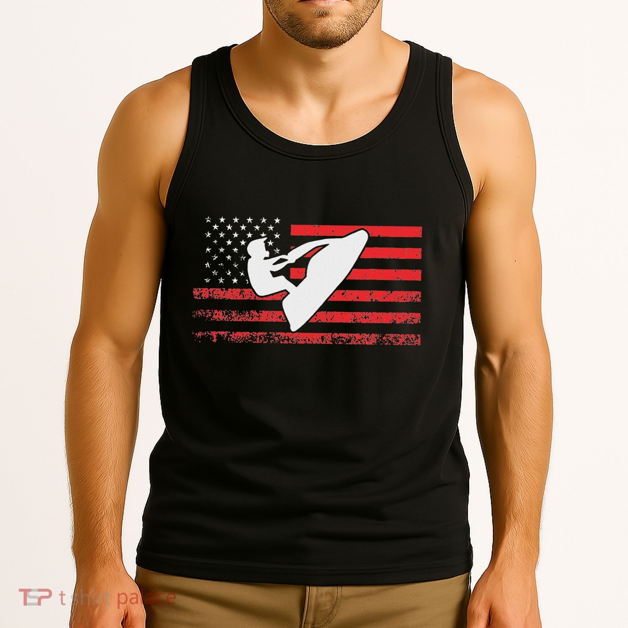 Jet Ski American Flag Funny Jet Skiing Gifts Tank Top