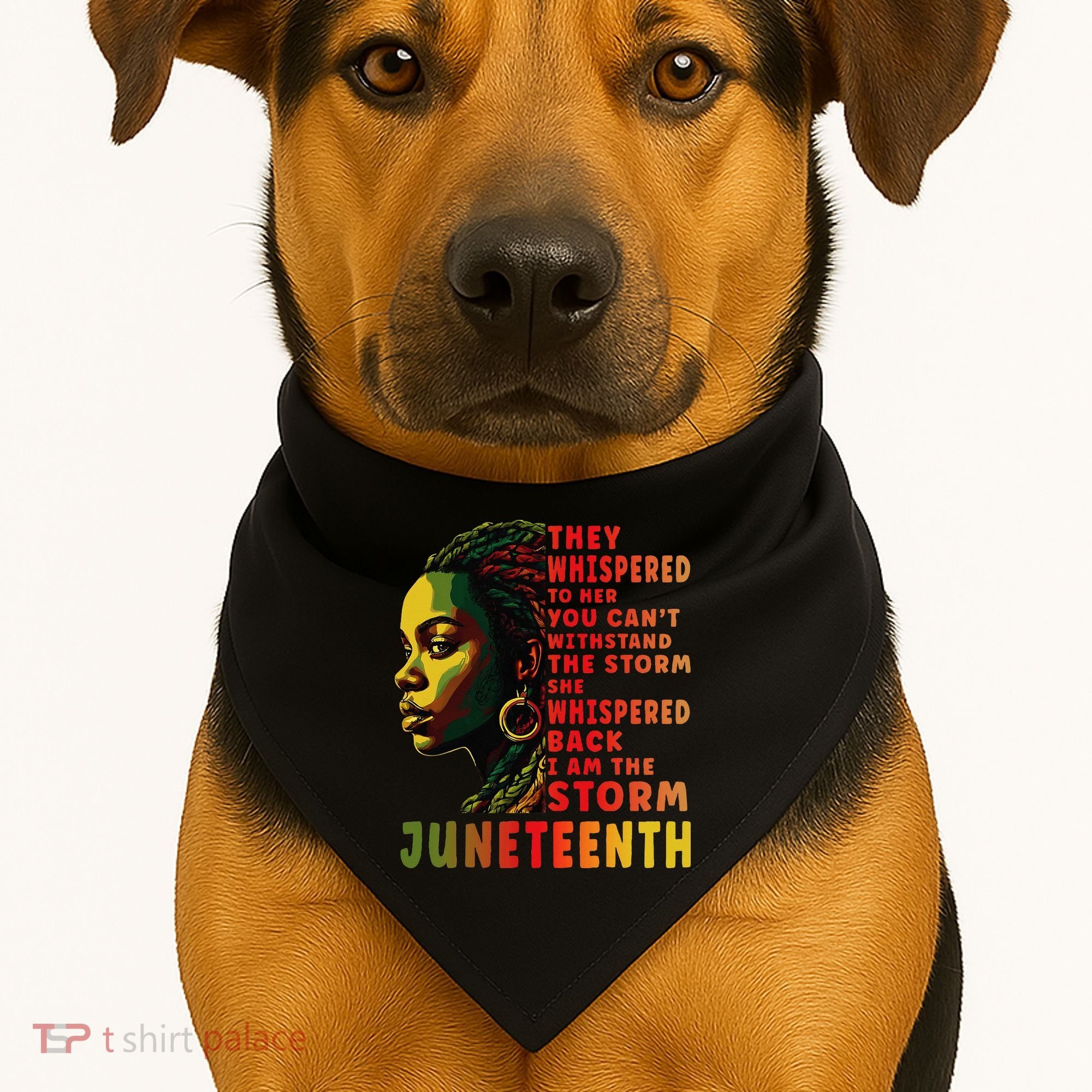 Juneteenth Shirts Afro American Black Women Black History USA-Made Doggie Bandana