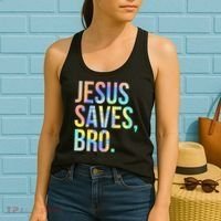 Jesus Saves Bro Pro Christian Religious Believer TieDye Women's Tank Top thumb 2