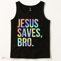 Jesus Saves Bro Pro Christian Religious Believer TieDye Tank Top thumb 2