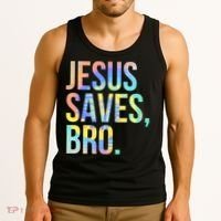 Jesus Saves Bro Pro Christian Religious Believer TieDye Tank Top thumb 3