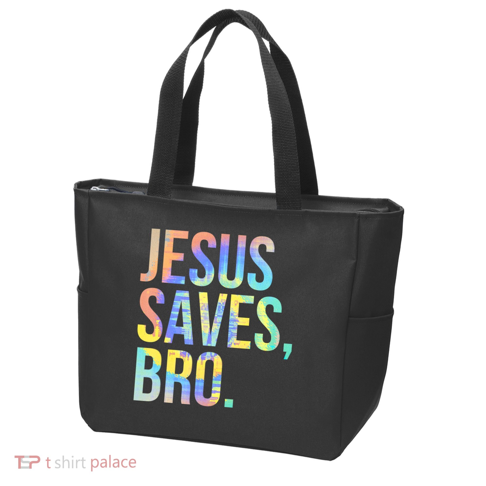 Jesus Saves Bro Pro Christian Religious Believer TieDye Tote Bag