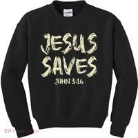 Jesus Saves Bible Funny Christian Jesus Lover Kids Sweatshirt thumb 0