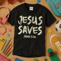 Jesus Saves Bible Funny Christian Jesus Lover Kids T-Shirt thumb 3