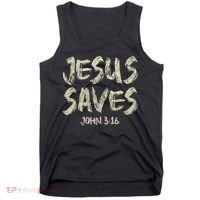 Jesus Saves Bible Funny Christian Jesus Lover Tank Top thumb 0