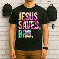 Jesus Saves Bro Tie Dye Christian Faith Jesus Lovers T-Shirt thumb 6