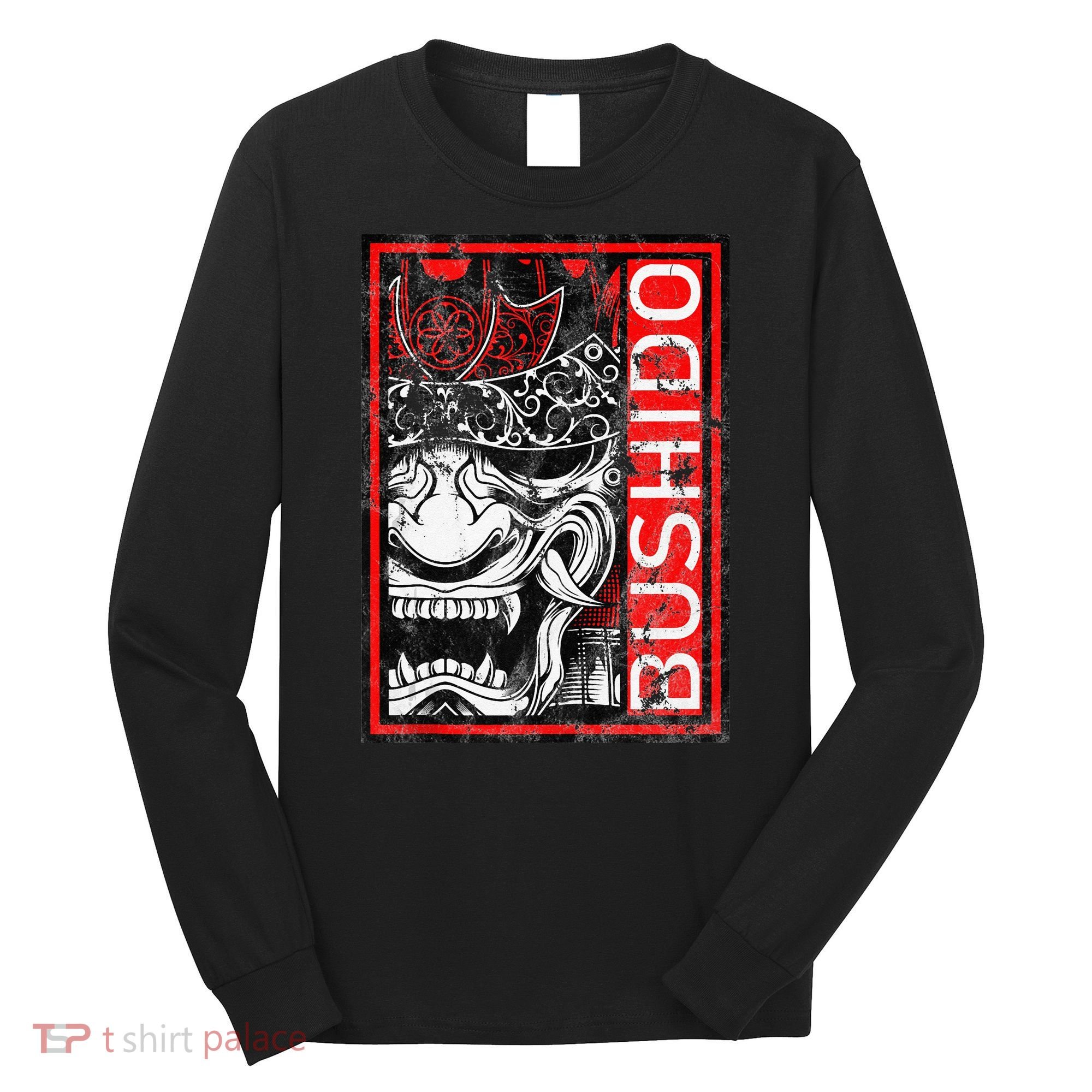 Japanese Samurai Bushido Oni Mask Long Sleeve Shirt