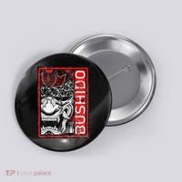 Japanese Samurai Bushido Oni Mask Button thumb 0