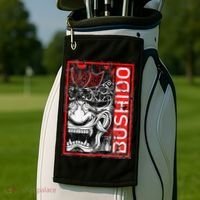 Japanese Samurai Bushido Oni Mask Golf Towel thumb 2