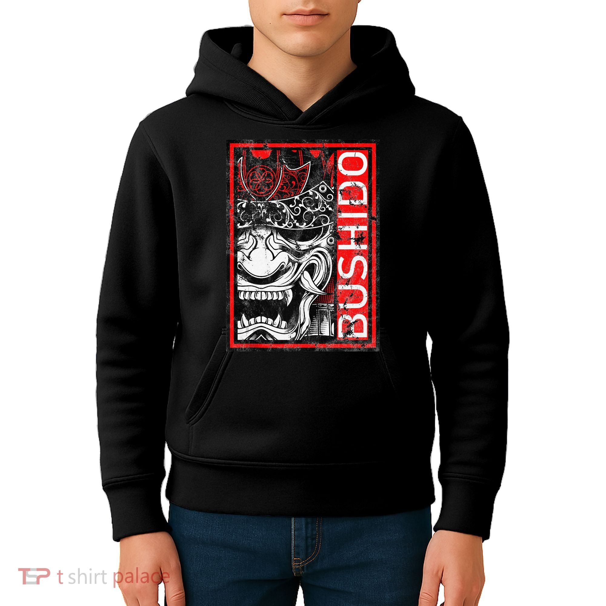 Japanese Samurai Bushido Oni Mask Kids Hoodie