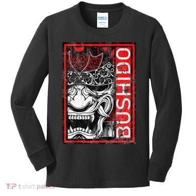 Japanese Samurai Bushido Oni Mask Kids Long Sleeve Shirt