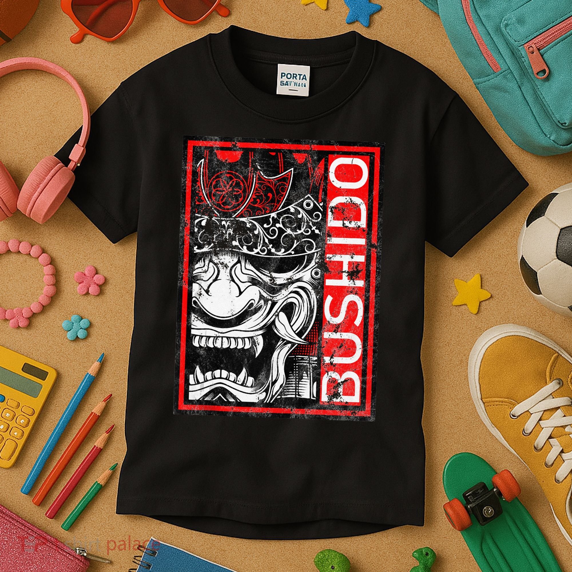 Japanese Samurai Bushido Oni Mask Kids T-Shirt