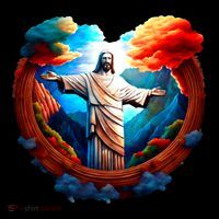 Jesus Surrounded By Nature USA-Made Doggie Bandana thumb 2