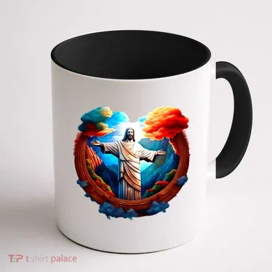 Jesus Surrounded By Nature Coffee Mug back
