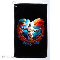 Jesus Surrounded By Nature Golf Towel thumb 0