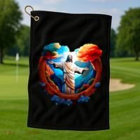 Jesus Surrounded By Nature Golf Towel thumb 1