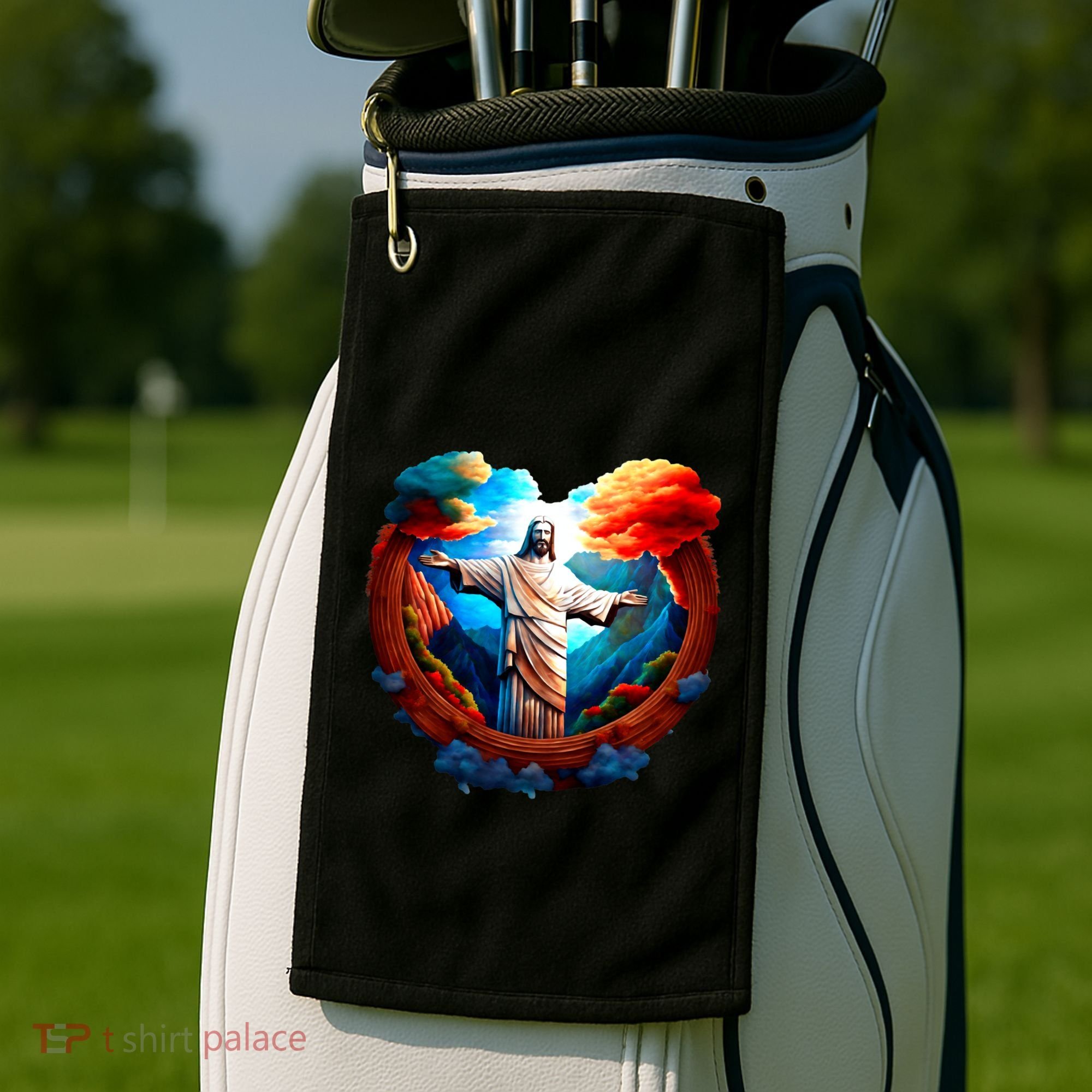 Jesus Surrounded By Nature Golf Towel