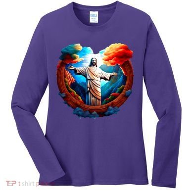 Jesus Surrounded By Nature Women's Long Sleeve Shirt