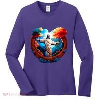 Jesus Surrounded By Nature Women's Long Sleeve Shirt thumb 0
