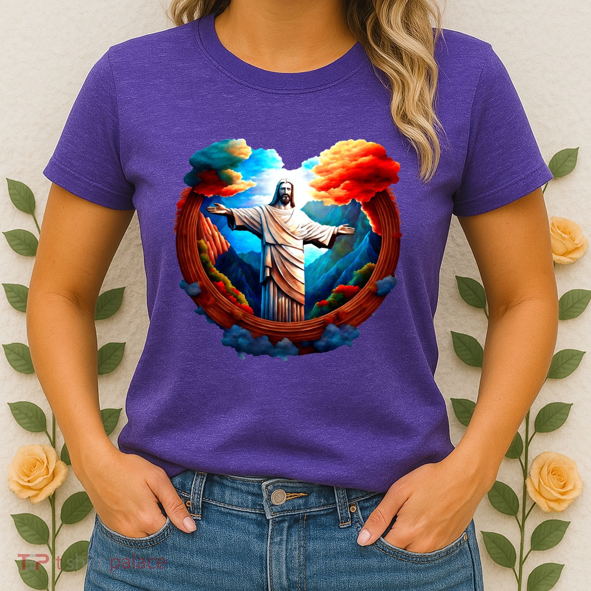 Jesus Surrounded By Nature Women's T-Shirt