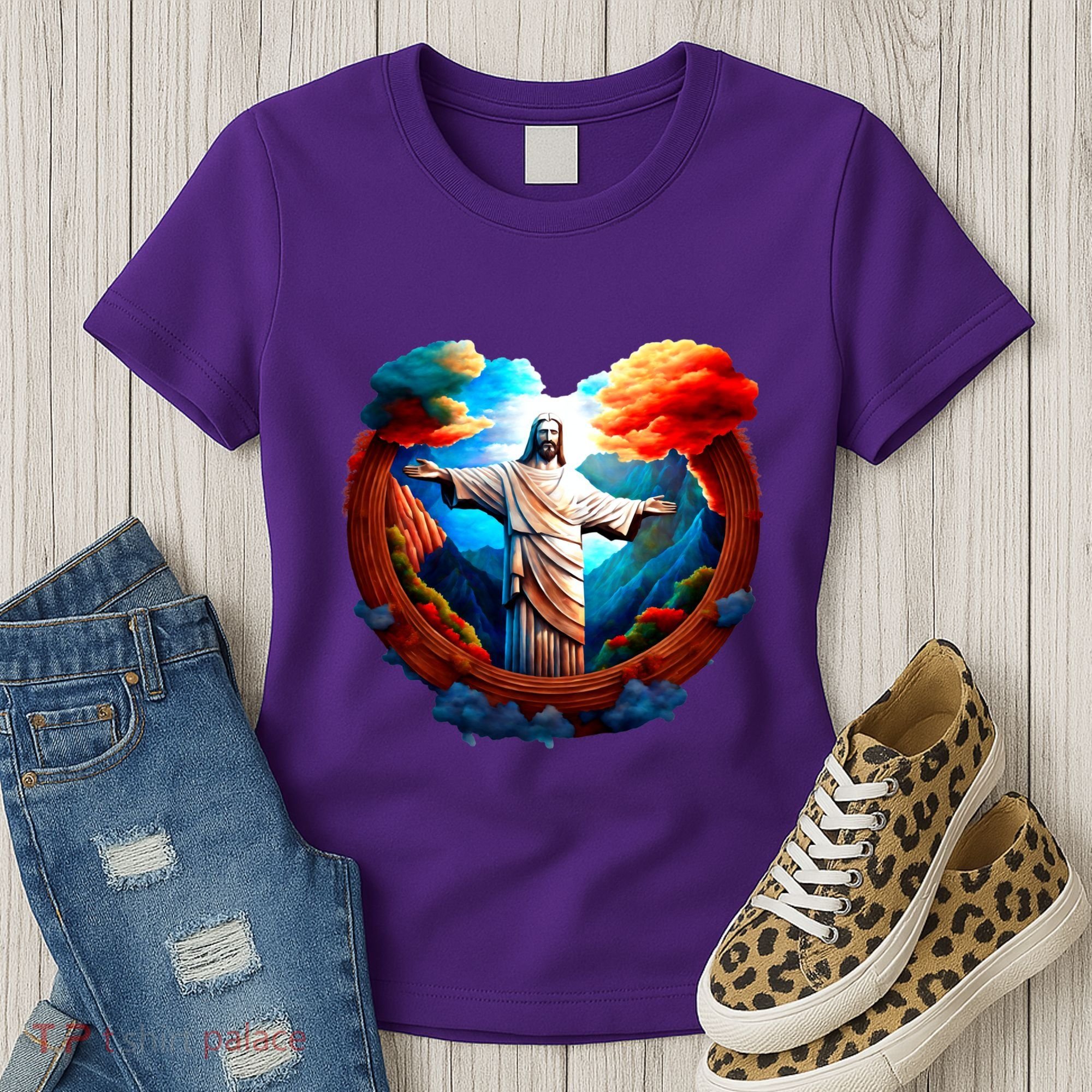 Jesus Surrounded By Nature Women's T-Shirt