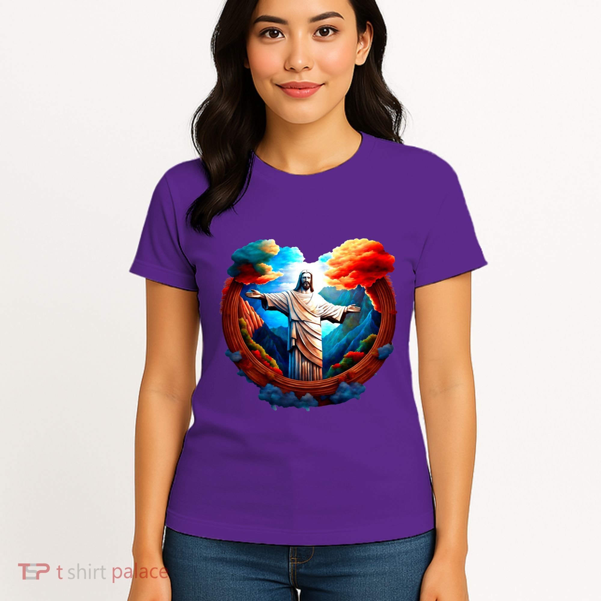 Jesus Surrounded By Nature Women's T-Shirt