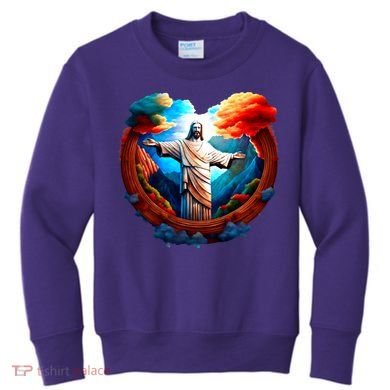 Jesus Surrounded By Nature Kids Sweatshirt