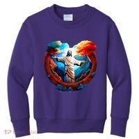 Jesus Surrounded By Nature Kids Sweatshirt thumb 0