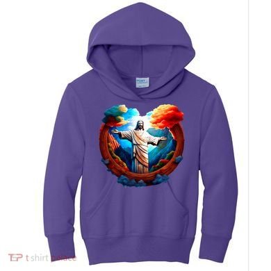 Jesus Surrounded By Nature Kids Hoodie
