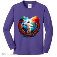 Jesus Surrounded By Nature Kids Long Sleeve Shirt thumb 0