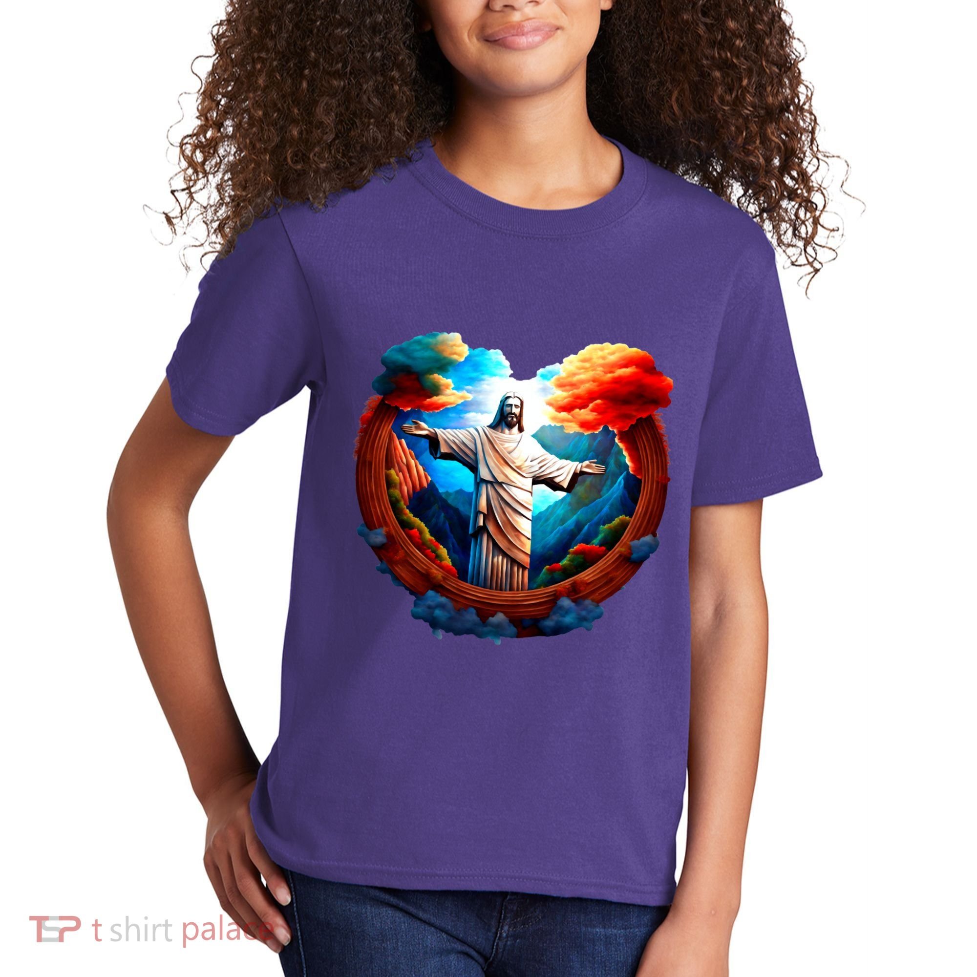 Jesus Surrounded By Nature Kids T-Shirt