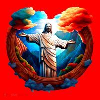 Jesus Surrounded By Nature Santa Hat thumb 1