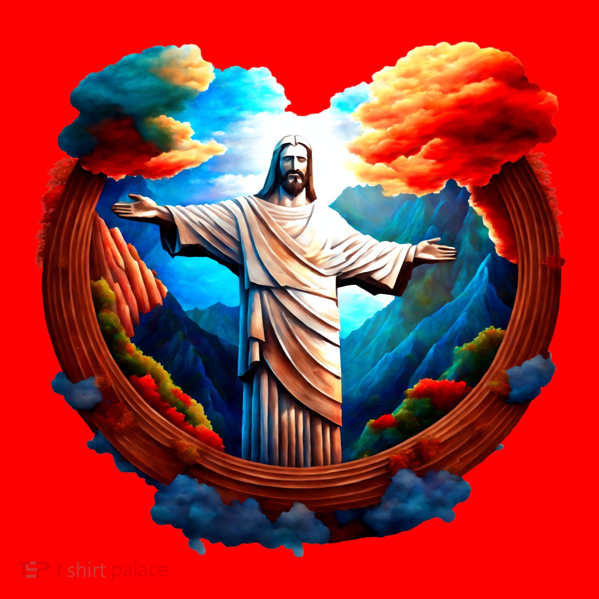 Jesus Surrounded By Nature Santa Hat