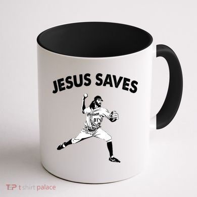 Jesus Saves Baseball Team Heaven Coffee Mug back